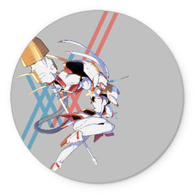 Коврик для мышки круглый с принтом Darling In The Franxx в городе Новоалтайск, резина и полиэстер | круглая форма, изображение наносится на всю лицевую часть | 02 | anime | darling in the franxx | hiro | manga | zero two | аниме | ахегао | любимый во франксе | манга | милый во франксе | ноль два | хиро