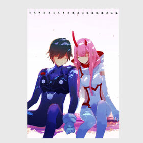 Скетчбук с принтом Darling In The Franxx в городе Новоалтайск, 100% бумага
 | 48 листов, плотность листов — 100 г/м2, плотность картонной обложки — 250 г/м2. Листы скреплены сверху удобной пружинной спиралью | 