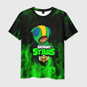 Мужская футболка 3D с принтом BRAWL STARS LEON | ЛЕОН ОГОНЬ в городе Новоалтайск, 100% полиэфир | прямой крой, круглый вырез горловины, длина до линии бедер | brawl stars | bull | colt | crow | leon | stars | берли | бо | брок | ворон | джесси | динамайк | дэррил | кольт | леон | мортис | нита | пайпер | пенни | поко | пэм | рикошет | спайк | фрэнк | шелли | эль примо