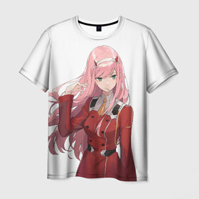 Мужская футболка 3D с принтом Darling In The Franxx в городе Новоалтайск, 100% полиэфир | прямой крой, круглый вырез горловины, длина до линии бедер | Тематика изображения на принте: 02 | anime | darling in the franxx | hiro | manga | zero two | аниме | ахегао | любимый во франксе | манга | милый во франксе | ноль два | хиро