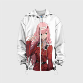 Детская куртка 3D с принтом Darling In The Franxx в городе Новоалтайск, 100% полиэстер | застежка — молния, подол и капюшон оформлены резинкой с фиксаторами, по бокам — два кармана без застежек, один потайной карман на груди, плотность верхнего слоя — 90 г/м2; плотность флисового подклада — 260 г/м2 | 02 | anime | darling in the franxx | hiro | manga | zero two | аниме | ахегао | любимый во франксе | манга | милый во франксе | ноль два | хиро