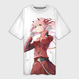 Платье-футболка 3D с принтом ноль два ветер в городе Новоалтайск,  |  | 02 | anime | darling in the franxx | hiro | manga | zero two | аниме | ахегао | любимый во франксе | манга | милый во франксе | ноль два | хиро