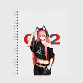Тетрадь с принтом Darling In The Franxx в городе Новоалтайск, 100% бумага | 48 листов, плотность листов — 60 г/м2, плотность картонной обложки — 250 г/м2. Листы скреплены сбоку удобной пружинной спиралью. Уголки страниц и обложки скругленные. Цвет линий — светло-серый
 | Тематика изображения на принте: 02 | anime | darling in the franxx | hiro | manga | zero two | аниме | ахегао | любимый во франксе | манга | милый во франксе | ноль два | хиро