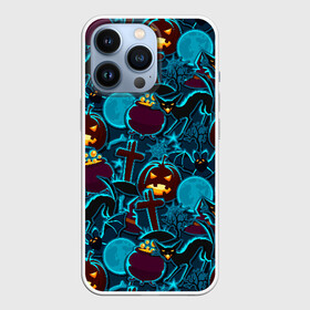 Чехол для iPhone 13 Pro с принтом Хэллоуин в городе Новоалтайск,  |  | Тематика изображения на принте: halloween | horror | кладбище | кресты | луна | пятница 13 | страшилки | страшно | тыква | тыквы | ужасы | хоррор | хэллоуин