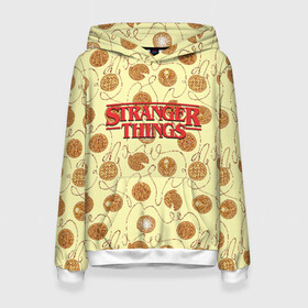 Женская толстовка 3D с принтом Stranger Thing. Pancakes в городе Новоалтайск, 100% полиэстер  | двухслойный капюшон со шнурком для регулировки, мягкие манжеты на рукавах и по низу толстовки, спереди карман-кенгуру с мягким внутренним слоем. | beyond | eleven | hopper | jane | mike | stranger | things | wheeler | дастин | дела | джейн | загадочные | майк | одиннадцать | очень | события | странные | уилер | хендерсон | хоппер