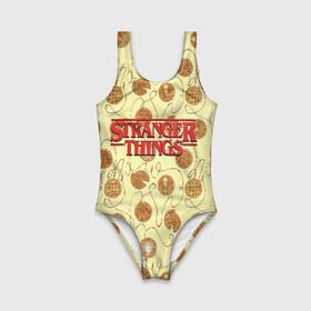 Детский купальник 3D с принтом Stranger Thing. Pancakes в городе Новоалтайск, Полиэстер 85%, Спандекс 15% | Слитный крой, подклад по переду изделия, узкие бретели | beyond | eleven | hopper | jane | mike | stranger | things | wheeler | дастин | дела | джейн | загадочные | майк | одиннадцать | очень | события | странные | уилер | хендерсон | хоппер
