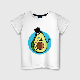 Детская футболка хлопок с принтом Mr. Avocado в городе Новоалтайск, 100% хлопок | круглый вырез горловины, полуприлегающий силуэт, длина до линии бедер | авокадо | еда | сеньор | сноб | усы | фрукты