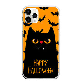 Чехол для iPhone 11 Pro матовый с принтом Happy halloween в городе Новоалтайск, Силикон |  | halloween | horror | вампир | кот | кот вампир | котик | кошка | летучие мыши | мыши | пятница 13 | страшилки | страшно | ужасы | хоррор | хэллоуин