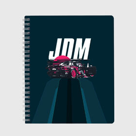 Тетрадь с принтом JDM в городе Новоалтайск, 100% бумага | 48 листов, плотность листов — 60 г/м2, плотность картонной обложки — 250 г/м2. Листы скреплены сбоку удобной пружинной спиралью. Уголки страниц и обложки скругленные. Цвет линий — светло-серый
 | bosozoku | bosozoku style | drag | drift | japan style | jdm | mazda | босудзоку | босузоку | дрифт