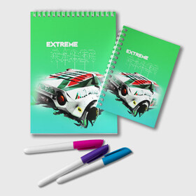 Блокнот с принтом Extrime Racer в городе Новоалтайск, 100% бумага | 48 листов, плотность листов — 60 г/м2, плотность картонной обложки — 250 г/м2. Листы скреплены удобной пружинной спиралью. Цвет линий — светло-серый
 | Тематика изображения на принте: auto | motorsport | racing | авто