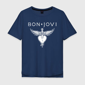 Мужская футболка хлопок Oversize с принтом Bon Jovi в городе Новоалтайск, 100% хлопок | свободный крой, круглый ворот, “спинка” длиннее передней части | bon jovi | john | альбом | арена | бон | бон джови | глэм | группа | джови | джон | метал | музыка | надпись | песни | поп | попрок | рок | рокер | смайл | солист | софт | стена | хард | хеви | хевиметал
