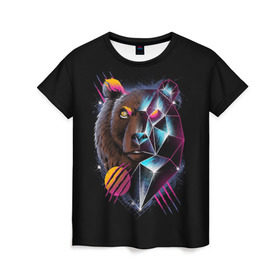 Женская футболка 3D с принтом RETRO CYBER BEAR в городе Новоалтайск, 100% полиэфир ( синтетическое хлопкоподобное полотно) | прямой крой, круглый вырез горловины, длина до линии бедер | hotline miami | neon | outrun | outrun electro | retro | retrowave | synth | synthwave | неон | ретро | хотлайн майами