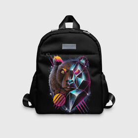 Детский рюкзак 3D с принтом RETRO CYBER BEAR в городе Новоалтайск, 100% полиэстер | лямки с регулируемой длиной, сверху петелька, чтобы рюкзак можно было повесить на вешалку. Основное отделение закрывается на молнию, как и внешний карман. Внутри дополнительный карман. По бокам два дополнительных кармашка | hotline miami | neon | outrun | outrun electro | retro | retrowave | synth | synthwave | неон | ретро | хотлайн майами
