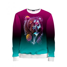 Детский свитшот 3D с принтом RETRO CYBER BEAR NEON в городе Новоалтайск, 100% полиэстер | свободная посадка, прямой крой, мягкая тканевая резинка на рукавах и понизу свитшота | hotline miami | neon | outrun | outrun electro | retro | retrowave | synth | synthwave | неон | ретро | хотлайн майами