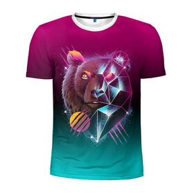 Мужская футболка 3D спортивная с принтом RETRO CYBER BEAR NEON в городе Новоалтайск, 100% полиэстер с улучшенными характеристиками | приталенный силуэт, круглая горловина, широкие плечи, сужается к линии бедра | hotline miami | neon | outrun | outrun electro | retro | retrowave | synth | synthwave | неон | ретро | хотлайн майами
