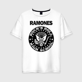 Женская футболка хлопок Oversize с принтом Ramones в городе Новоалтайск, 100% хлопок | свободный крой, круглый ворот, спущенный рукав, длина до линии бедер
 | ramone | ramones | группа | джонни | джоуи | ди ди томми | марки | панк | поп | раманес | раманэс | рамон | рамонес | рамонэс | рамоун | рамоунз | рамоунс | рок | хард | хардрок
