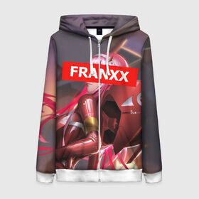Женская толстовка 3D на молнии с принтом Darling In The Franxx в городе Новоалтайск, 100% полиэстер | длина до линии бедра, манжеты и пояс оформлены мягкой тканевой резинкой, двухслойный капюшон со шнурком для регулировки, спереди молния, по бокам два кармана | 02 | anime | darling in the franxx | hiro | manga | zero two | аниме | ахегао | любимый во франксе | манга | милый во франксе | ноль два | хиро
