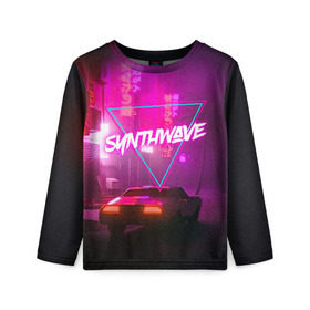 Детский лонгслив 3D с принтом SYNTHWAVE / RETROWAVE в городе Новоалтайск, 100% полиэстер | длинные рукава, круглый вырез горловины, полуприлегающий силуэт
 | hotline miami | neon | new retro wave | outrun | outrun electro | retro | retrowave | synth | synthwave | неон | ретро | хотлайн майами