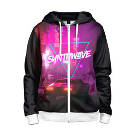 Детская толстовка 3D на молнии с принтом SYNTHWAVE / RETROWAVE в городе Новоалтайск, 100% полиэстер |  манжеты и пояс оформлены широкой мягкой резинкой, двухслойный капюшон со шнурком для регулировки, спереди карманы и застежка-молния
 | hotline miami | neon | new retro wave | outrun | outrun electro | retro | retrowave | synth | synthwave | неон | ретро | хотлайн майами