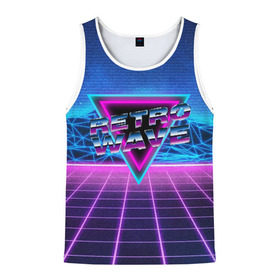 Мужская майка 3D с принтом SYNTHWAVE / RETROWAVE в городе Новоалтайск, 100% полиэстер | круглая горловина, приталенный силуэт, длина до линии бедра. Пройма и горловина окантованы тонкой бейкой | Тематика изображения на принте: hotline miami | neon | new retro wave | outrun | outrun electro | retro | retrowave | synth | synthwave | неон | ретро | хотлайн майами