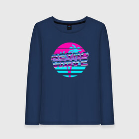 Женский лонгслив хлопок с принтом RETROWAVE в городе Новоалтайск, 100% хлопок |  | hotline miami | neon | new retro wave | outrun | outrun electro | retro | retrowave | synth | synthwave | неон | ретро | хотлайн майами