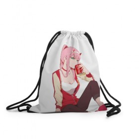 Рюкзак-мешок 3D с принтом Darling In The Franxx в городе Новоалтайск, 100% полиэстер | плотность ткани — 200 г/м2, размер — 35 х 45 см; лямки — толстые шнурки, застежка на шнуровке, без карманов и подкладки | 02 | anime | darling in the franxx | hiro | manga | zero two | аниме | ахегао | любимый во франксе | манга | милый во франксе | ноль два | хиро