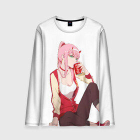 Мужской лонгслив 3D с принтом Darling In The Franxx в городе Новоалтайск, 100% полиэстер | длинные рукава, круглый вырез горловины, полуприлегающий силуэт | 02 | anime | darling in the franxx | hiro | manga | zero two | аниме | ахегао | любимый во франксе | манга | милый во франксе | ноль два | хиро