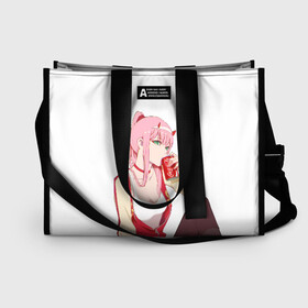 Сумка-шоппер 3D с принтом Darling In The Franxx в городе Новоалтайск, 100% полиэстер | застегивается на металлическую кнопку; внутренний карман застегивается на молнию. Стенки укреплены специальным мягким материалом, чтобы защитить содержимое от несильных ударов
 | 02 | anime | darling in the franxx | hiro | manga | zero two | аниме | ахегао | любимый во франксе | манга | милый во франксе | ноль два | хиро