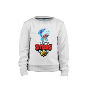 Детский свитшот хлопок с принтом BRAWL STARS LEON SHARK в городе Новоалтайск, 100% хлопок | круглый вырез горловины, эластичные манжеты, пояс и воротник | Тематика изображения на принте: android | brawl stars | colt | crow | games | leon | penny | poco. | shelly | spike | wanted | брав | бравл старс | звезды | игры | мобильные игры | старс