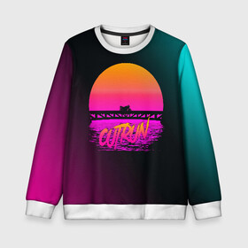 Детский свитшот 3D с принтом OUTRUN RETROWAVE в городе Новоалтайск, 100% полиэстер | свободная посадка, прямой крой, мягкая тканевая резинка на рукавах и понизу свитшота | hotline miami | neon | new retro wave | outrun | outrun electro | retro | retrowave | synth | synthwave | неон | ретро | хотлайн майами