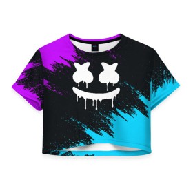 Женская футболка Cropp-top с принтом MARSHMELLO MELT в городе Новоалтайск, 100% полиэстер | круглая горловина, длина футболки до линии талии, рукава с отворотами | america | dj | marshmello | usa | америка | маршмелло