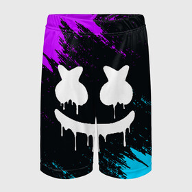 Детские спортивные шорты 3D с принтом MARSHMELLO MELT в городе Новоалтайск,  100% полиэстер
 | пояс оформлен широкой мягкой резинкой, ткань тянется
 | america | dj | marshmello | usa | америка | маршмелло
