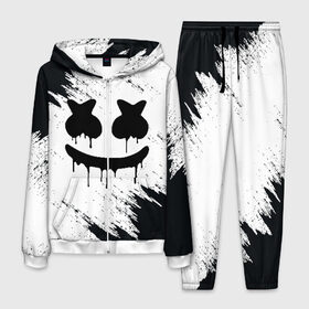 Мужской костюм 3D с принтом MARSHMELLO MELT в городе Новоалтайск, 100% полиэстер | Манжеты и пояс оформлены тканевой резинкой, двухслойный капюшон со шнурком для регулировки, карманы спереди | america | dj | marshmello | usa | америка | маршмелло