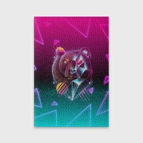 Обложка для паспорта матовая кожа с принтом RETRO CYBER BEAR NEON в городе Новоалтайск, натуральная матовая кожа | размер 19,3 х 13,7 см; прозрачные пластиковые крепления | hotline miami | neon | new retro wave | outrun | outrun electro | retro | retrowave | synth | synthwave | медведь | неон | ретро | хотлайн майами