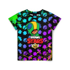 Детская футболка 3D с принтом BRAWL STARS LEON в городе Новоалтайск, 100% гипоаллергенный полиэфир | прямой крой, круглый вырез горловины, длина до линии бедер, чуть спущенное плечо, ткань немного тянется | Тематика изображения на принте: brawl stars | bull | colt | crow | leon | stars | берли | бо | брок | ворон | джесси | динамайк | дэррил | кольт | леон | мортис | нита | пайпер | пенни | поко | пэм | рикошет | спайк | фрэнк | шелли | эль примо
