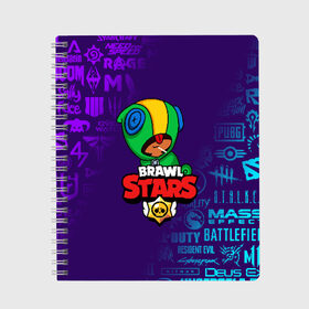 Тетрадь с принтом BRAWL STARS LEON в городе Новоалтайск, 100% бумага | 48 листов, плотность листов — 60 г/м2, плотность картонной обложки — 250 г/м2. Листы скреплены сбоку удобной пружинной спиралью. Уголки страниц и обложки скругленные. Цвет линий — светло-серый
 | Тематика изображения на принте: brawl stars | bull | colt | crow | leon | stars | берли | бо | брок | ворон | джесси | динамайк | дэррил | кольт | леон | мортис | нита | пайпер | пенни | поко | пэм | рикошет | спайк | фрэнк | шелли | эль примо
