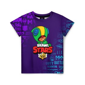 Детская футболка 3D с принтом BRAWL STARS LEON в городе Новоалтайск, 100% гипоаллергенный полиэфир | прямой крой, круглый вырез горловины, длина до линии бедер, чуть спущенное плечо, ткань немного тянется | Тематика изображения на принте: brawl stars | bull | colt | crow | leon | stars | берли | бо | брок | ворон | джесси | динамайк | дэррил | кольт | леон | мортис | нита | пайпер | пенни | поко | пэм | рикошет | спайк | фрэнк | шелли | эль примо