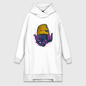 Платье-худи хлопок с принтом Octopus в городе Новоалтайск,  |  | emo | lil peep | octopus | purple | rap | rock | в шапке | желтый | монстр | осьминог | тату | татуировка | фиолетовый | щупальца | щупальцы | яркий цвет