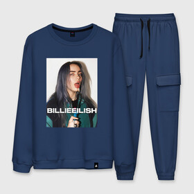 Мужской костюм хлопок с принтом BILLIE EILISH в городе Новоалтайск, 100% хлопок | на свитшоте круглая горловина, мягкая резинка по низу. Брюки заужены к низу, на них два вида карманов: два “обычных” по бокам и два объемных, с клапанами, расположенные ниже линии бедра. Брюки с мягкой трикотажной резинкой на поясе и по низу штанин. В поясе для дополнительного комфорта — широкие завязки | bilie | billi | billie | eilish | eillish | elish | ellish | айлиш | алиш | били | билли | эйлиш | элиш