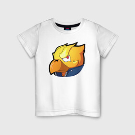 Детская футболка хлопок с принтом BRAWL STARS CROW PHOENIX в городе Новоалтайск, 100% хлопок | круглый вырез горловины, полуприлегающий силуэт, длина до линии бедер | Тематика изображения на принте: android | brawl stars | colt | crow | games | leon | penny | poco. | shelly | spike | wanted | брав | бравл старс | звезды | игры | мобильные игры | старс