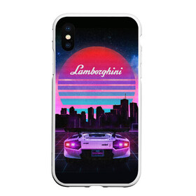 Чехол для iPhone XS Max матовый с принтом Lamborghini overdrive в городе Новоалтайск, Силикон | Область печати: задняя сторона чехла, без боковых панелей | 80х | 90х | hotlinemimai | outrun | retrowave | synth | synthwave | гонки | дискотека | драйв | ламборгини | ламборджини | неоновые | ретро | светящиеся | скорость