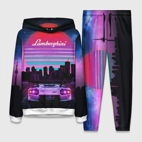 Женский костюм 3D (с толстовкой) с принтом Lamborghini overdrive в городе Новоалтайск,  |  | 80х | 90х | hotlinemimai | outrun | retrowave | synth | synthwave | гонки | дискотека | драйв | ламборгини | ламборджини | неоновые | ретро | светящиеся | скорость