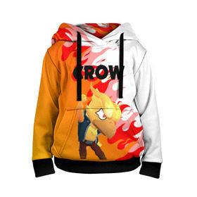 Детская толстовка 3D с принтом BRAWL STARS CROW PHOENIX в городе Новоалтайск, 100% полиэстер | двухслойный капюшон со шнурком для регулировки, мягкие манжеты на рукавах и по низу толстовки, спереди карман-кенгуру с мягким внутренним слоем | android | brawl stars | colt | crow | games | leon | penny | poco. | shelly | spike | wanted | брав | бравл старс | звезды | игры | мобильные игры | старс