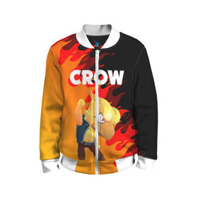 Детский бомбер 3D с принтом BRAWL STARS CROW PHOENIX в городе Новоалтайск, 100% полиэстер | застегивается на молнию, по бокам два кармана без застежек, мягкие манжеты, по низу бомбера и на воротнике — эластичная резинка | android | brawl stars | colt | crow | games | leon | penny | poco. | shelly | spike | wanted | брав | бравл старс | звезды | игры | мобильные игры | старс