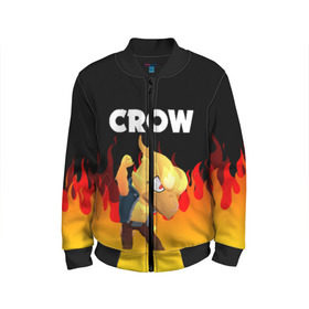 Детский бомбер 3D с принтом BRAWL STARS CROW PHOENIX в городе Новоалтайск, 100% полиэстер | застегивается на молнию, по бокам два кармана без застежек, мягкие манжеты, по низу бомбера и на воротнике — эластичная резинка | android | brawl stars | colt | crow | games | leon | penny | poco. | shelly | spike | wanted | брав | бравл старс | звезды | игры | мобильные игры | старс