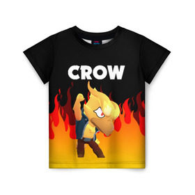 Детская футболка 3D с принтом BRAWL STARS CROW PHOENIX в городе Новоалтайск, 100% гипоаллергенный полиэфир | прямой крой, круглый вырез горловины, длина до линии бедер, чуть спущенное плечо, ткань немного тянется | Тематика изображения на принте: android | brawl stars | colt | crow | games | leon | penny | poco. | shelly | spike | wanted | брав | бравл старс | звезды | игры | мобильные игры | старс