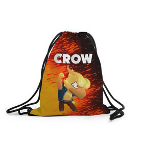Рюкзак-мешок 3D с принтом BRAWL STARS CROW PHOENIX в городе Новоалтайск, 100% полиэстер | плотность ткани — 200 г/м2, размер — 35 х 45 см; лямки — толстые шнурки, застежка на шнуровке, без карманов и подкладки | android | brawl stars | colt | crow | games | leon | penny | poco. | shelly | spike | wanted | брав | бравл старс | звезды | игры | мобильные игры | старс