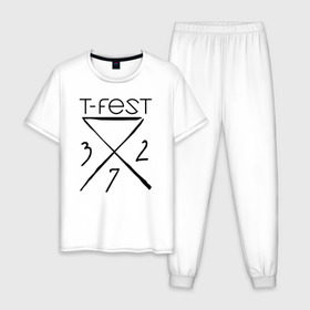 Мужская пижама хлопок с принтом T-Fest в городе Новоалтайск, 100% хлопок | брюки и футболка прямого кроя, без карманов, на брюках мягкая резинка на поясе и по низу штанин
 | gazgolder | hip hop | mc | rap | t fest | tfest | исполнитель | кирилл | мс | незборецький | реп | репер | речитатив | рэп | рэпер | т | т фест | тфест | украинский | участник | фест | хип | хипхоп | хоп