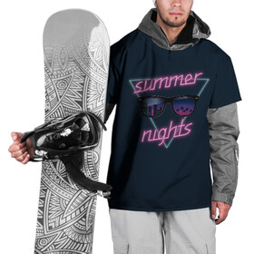 Накидка на куртку 3D с принтом Summer Nights в городе Новоалтайск, 100% полиэстер |  | 80 | cyber | game | hotline | hotlinemiami | maiami | music | nights | outrun | retro | retrowave | summer | synth | synthwave | игра | кибер | лето | ночь | ретро
