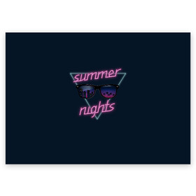 Поздравительная открытка с принтом Summer Nights в городе Новоалтайск, 100% бумага | плотность бумаги 280 г/м2, матовая, на обратной стороне линовка и место для марки
 | Тематика изображения на принте: 80 | cyber | game | hotline | hotlinemiami | maiami | music | nights | outrun | retro | retrowave | summer | synth | synthwave | игра | кибер | лето | ночь | ретро